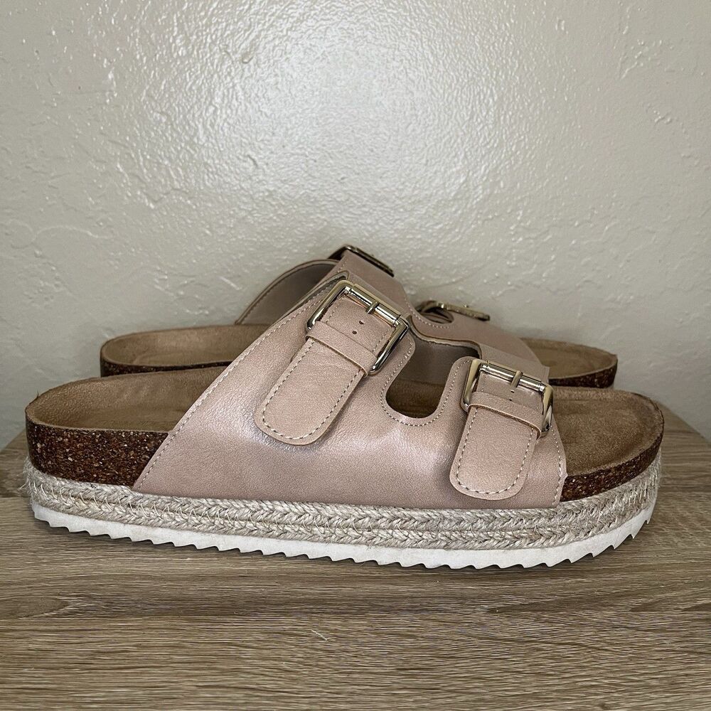 Maurice’s SuperCush Two Band Flatform Sandal Slip on Shoe Womens Size 10